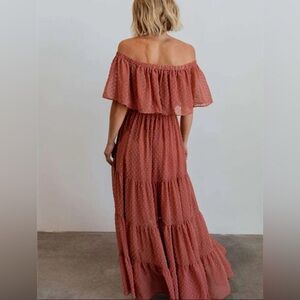 Elegant Off-Shoulder Rust Dress
